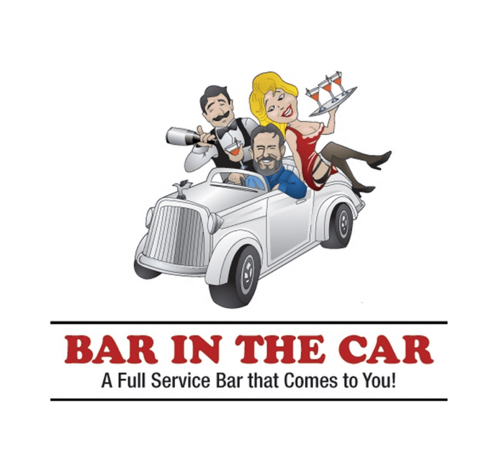 A cartoon of three people in the back seat of a car.